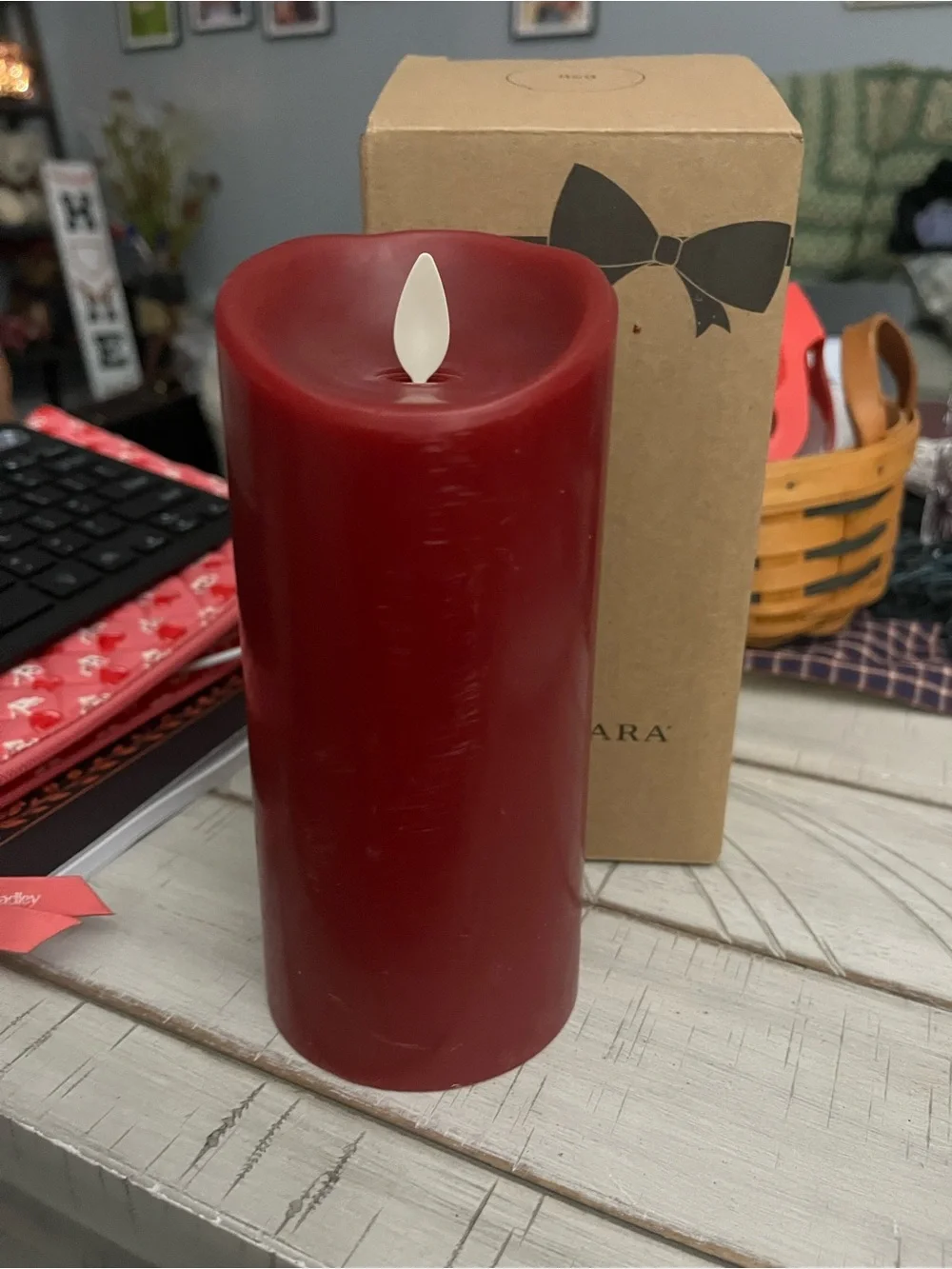 Luminara Red Pillar Candle in Deep Red -